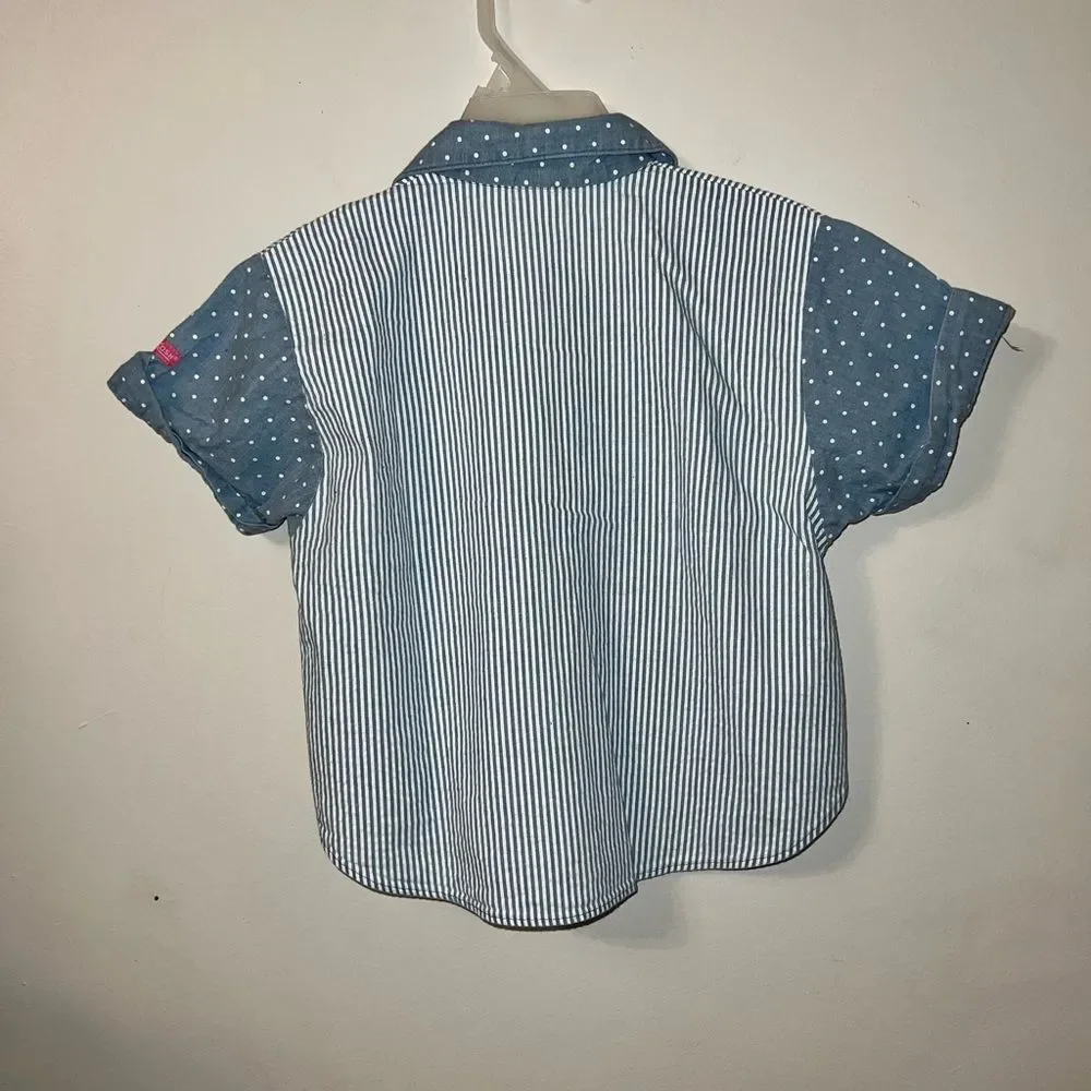 Vintage‎ 1990s Oshkosh Polka Dot Denim Shirt and Pocket Skirt Set